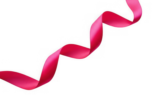 A bright pink ribbon curled and isolated on a transparent background - Powered by Adobe