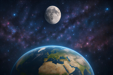 Obraz premium earth and moon