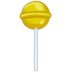 Yellow Lollipop Candy Cartoon Illustration Vector