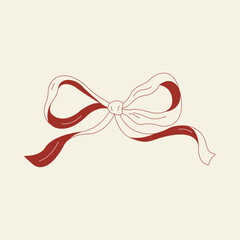Seamless pattern with elegant vintage bow. Hand-drawn ribbon bow, smooth lines, soft classic style. Minimal and clean design for packaging, fabric, wrapping paper and decor.
