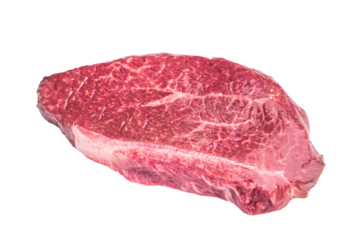 Raw Wagyu chuck steak with rich marbling on a clean white background similar in texture to zabuton cuts perfect for premium food stock.