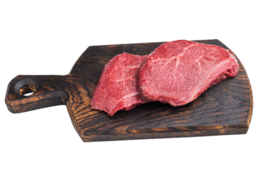Fresh uncooked Wagyu chuck roll resembling karubi and angus chuck slices displayed on bright white surface ideal for gourmet meat photography.