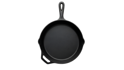 Empty cast iron skillet for cooking isolated on transparent background