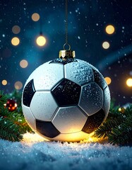 Christmas soccer ball as decoration
