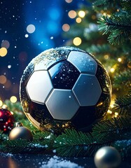 Fototapeta premium Christmas soccer ball as decoration 