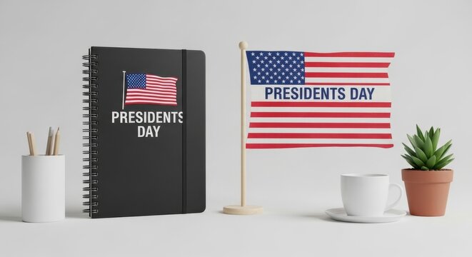 Presidents Day US flag holiday display on white. - Powered by Adobe