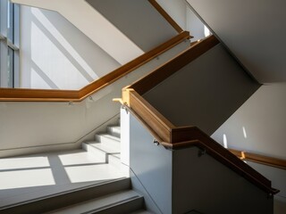 Fototapeta premium Modern Minimalist Staircase Architecture with Natural Light