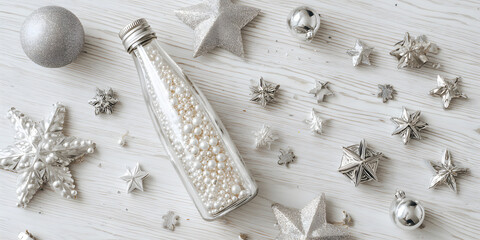 Celebratory Flat Lay Composition Capturing the Essence of New Year's Eve Festivities