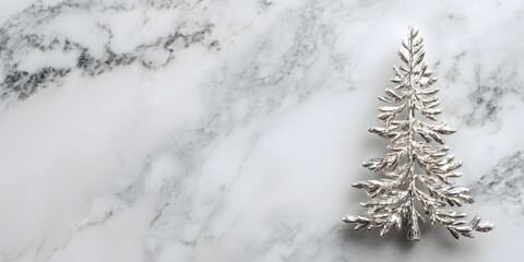 Festive Elegance: Captivating Silver Metallic Christmas Tree Composition with Alluring Minimalist Design