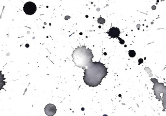 墨の飛沫と滲みによる抽象的なテクスチャ背景素材　墨汁の飛び散り スプラッシュ グランジデザインエレメント