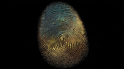 Unique golden fingerprint glows revealing identity in a modern crime technology concept