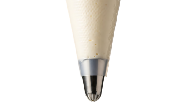 Piping bag with star tip filled with cream, isolated on transparent background