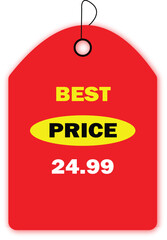 Vector illustration of a bright red sale tag icon, perfect for a shopping business, discount price labels, or retail offer badges