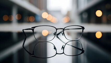 Eye glasses with dramatic background. AI generated photo of a pair of glasses