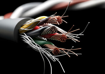 剥き出しの電線端と通信ケーブルの構造　断線