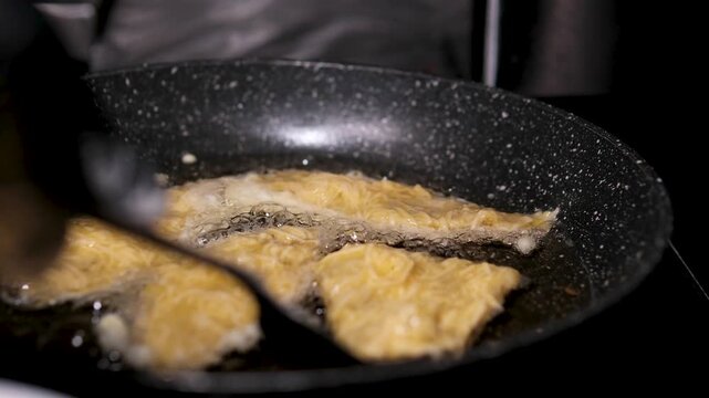 Fried fish batter fry served in a Bengali wedding . High quality 4k footage