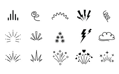 Dynamic Line Art Bursts, Sparks, and Celebration Elements Set