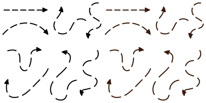 Dashed Arrows in Various Directions, Paths for Navigation and Way finding Solutions