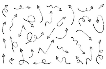 Obraz premium Hand Drawn Arrows Collection Black Grunge Arrow Set Directional Graphic Elements Vector Illustration