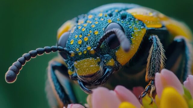 Video A close-up shot of a bug sitting on a flower, perfect for s or designs