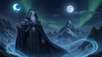 Wizard with moon staff night