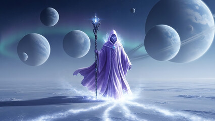 Wizard with planets around