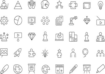 Naklejka premium Conceptual Outline A Set of Line Icons for Business and Creative Projects
