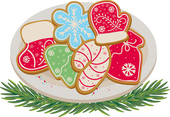 Christmas gingerbread cookies on a plate