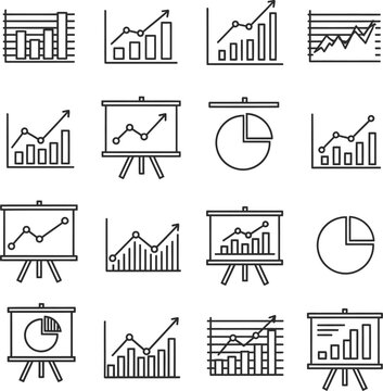 Hand drawn business charts and graphs doodle style for presentations and reports
