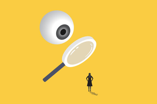 Eye looking for opportunity or discover success idea, leadership visionary look forward for future, Hiring or recruitment, search for success concept