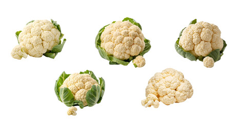 Obraz premium Cauliflower with Small Florets Transparent Background – Fresh Vegetable Photo, Organic Food Image, and Isolated Culinary Photography 