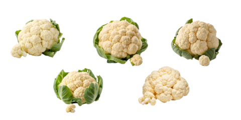 Cauliflower with Small Florets Transparent Background – Fresh Vegetable Photo, Organic Food Image, and Isolated Culinary Photography
