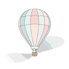 Naklejka premium Hot air balloon with pastel colors casting soft shadow on white background 