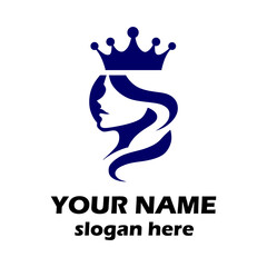 Elegant Queen Profile Logo with Crown for Beauty and Fashion Branding