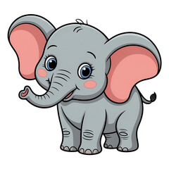 Naklejka premium Cute baby elephant cartoon, a friendly standing, smiling art now.
