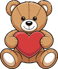 Teddy Bear Heart Vector | Romantic Valentine Illustration
