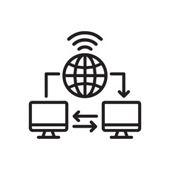 Global Network Communication and Data Transfer between Computers Illustration Graphic