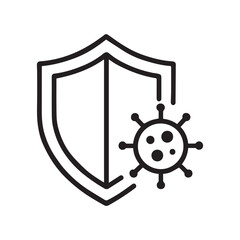 Shield Protecting Against Virus Abstract Outline Icon on White Background