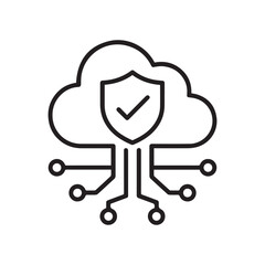 Secure cloud computing data protection concept with shield and checkmark