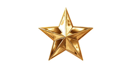 Obraz premium Golden Christmas star decoration isolated on white background with shiny five-pointed shape and bright holiday illustration symbol