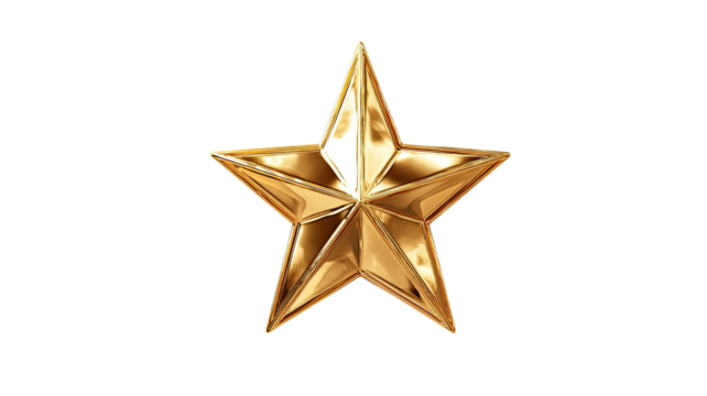 Golden Christmas star decoration isolated on white background with shiny five-pointed shape and bright holiday illustration symbol - Powered by Adobe