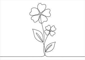 Elegant Floral Continuous Line Art Drawing Capturing the Delicate Simplicity of Nature's Beauty