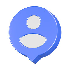 3d rendering icon user profile blue button