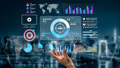This image illustrates a futuristic user interface with dynamic data visualizations and metrics, showcasing the power of analytics in a digital workspace. Gantry