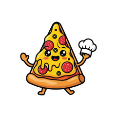 Smiling Pizza Slice Cartoon Mascot