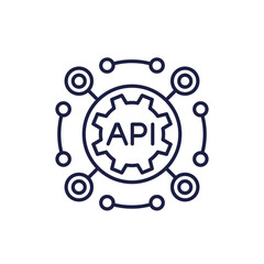 API icon, application programming interface and software integration line vector