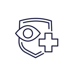 eye care line icon with shield