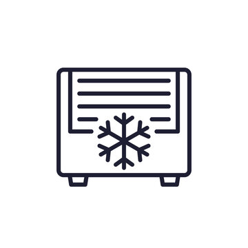 fridge line icon, supermarket freezer pictogram on white