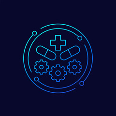 pharmaceutical industry icon, linear design