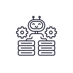 servers and robot line icon, hardware for AI